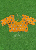 Load image into Gallery viewer, Beautiful Orangish Yellow Raw Silk Blouse in Embroidery Work