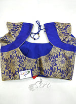 Load image into Gallery viewer, Beautiful Blue Gold Padded Stitched Blouse