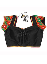 Load image into Gallery viewer, Black Dupion Silk Padded Blouse in Kutch Work