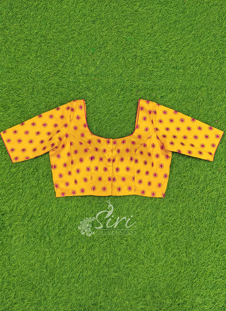Beautiful Yellow Blouse in Small Embroidery Work Butis