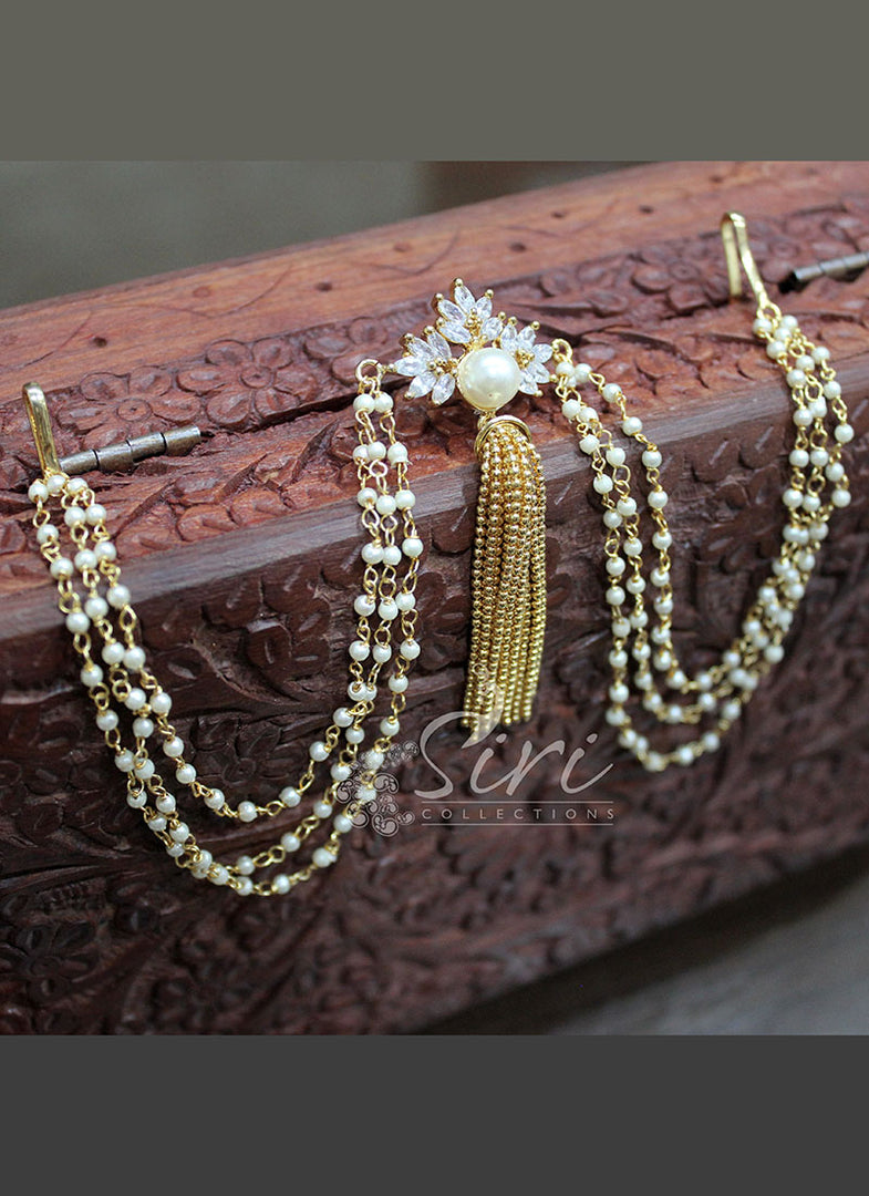 Gold Micro Polish Hair Accessory Fashion Jewellery In Fancy Pearls
