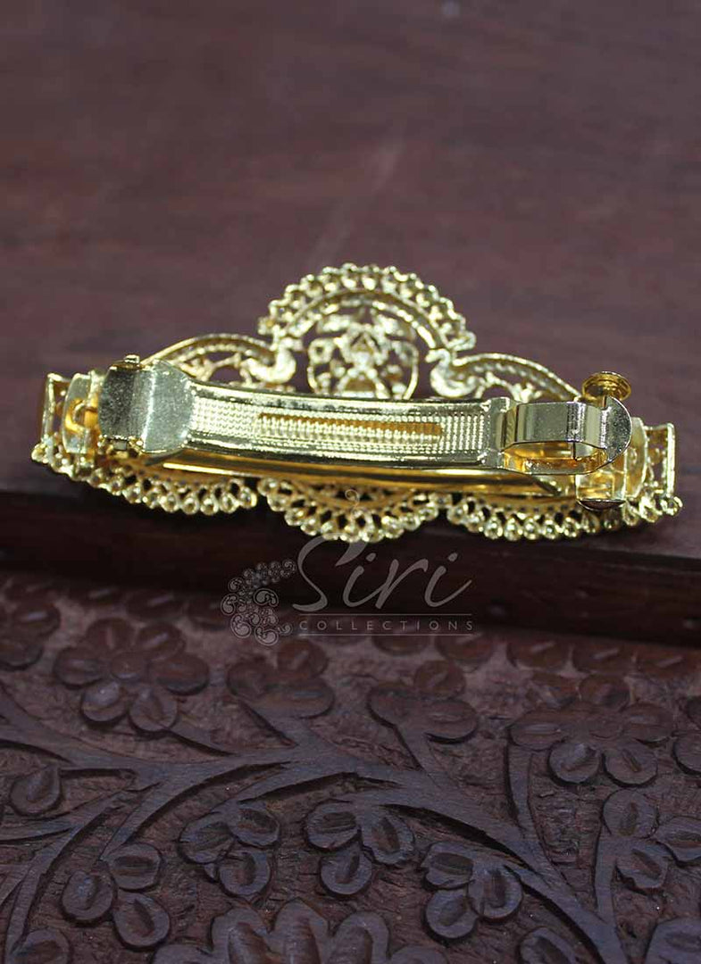 CZ Stone Gold Micro Polish Hair Clip Fashion Jewellery