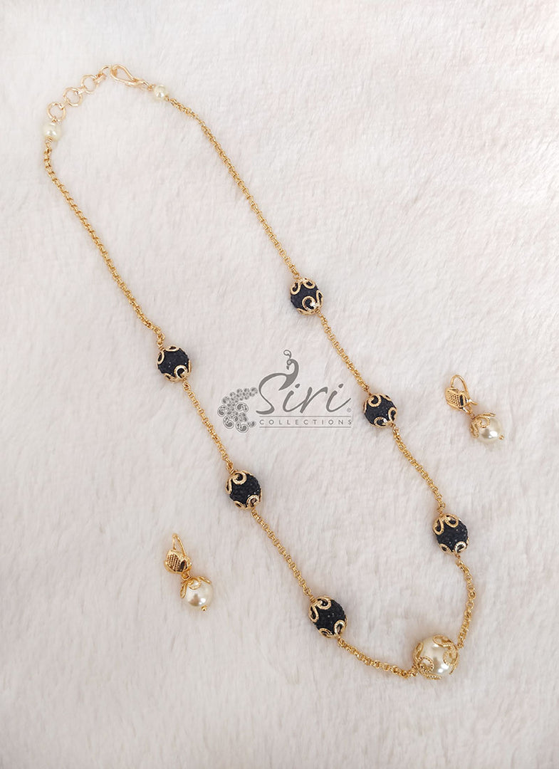 Designer Chain in Black Fancy Beads