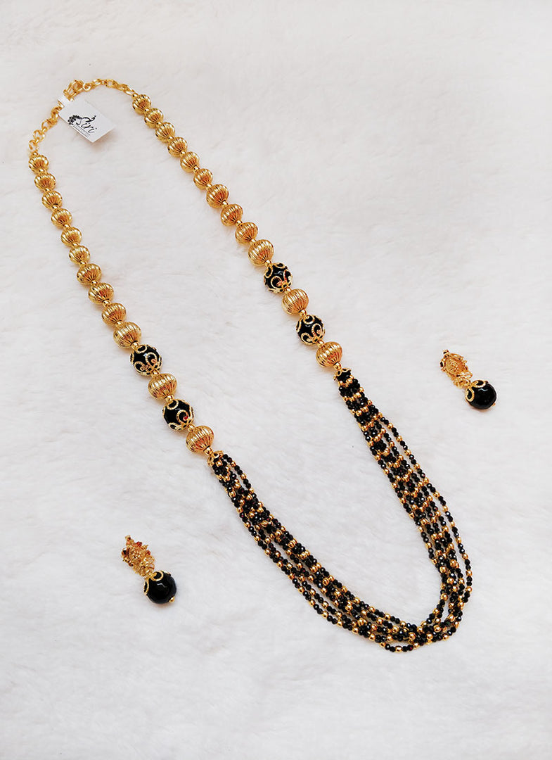 Spinels and Gold Micro Polish Balls Chain Necklace Set