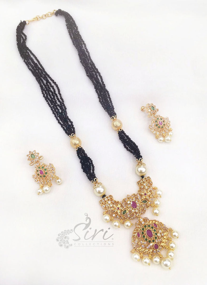 Lovely Black Spinels Mangalsutra Necklace Set