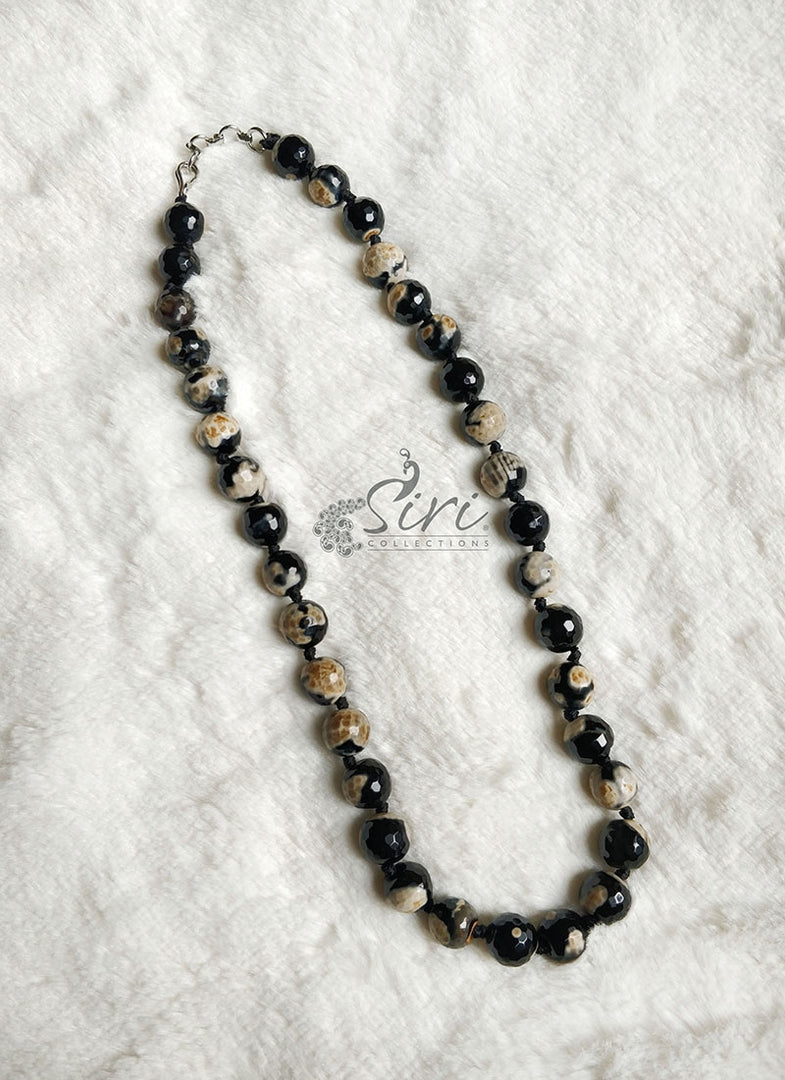 Beautiful Black Beige Fancy Onyx Beads Chain