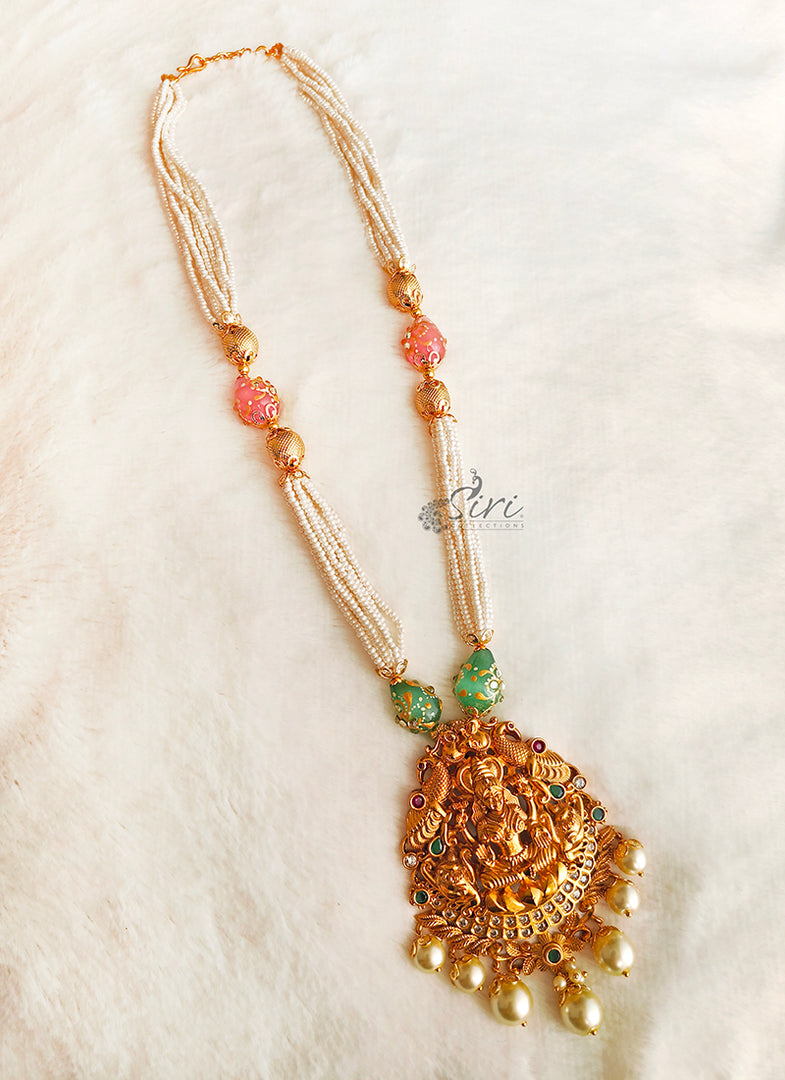 Beautiful Beads Chain Necklace in Lakshmi Pendant
