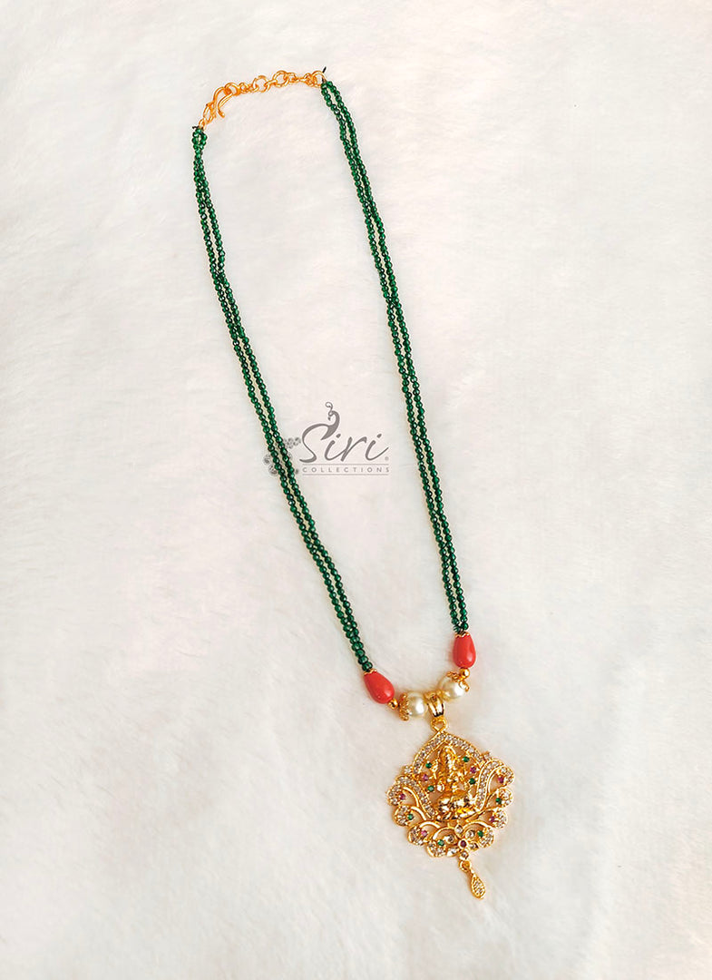 Beautiful Green Spinels Chain with Lakshmi Pendant