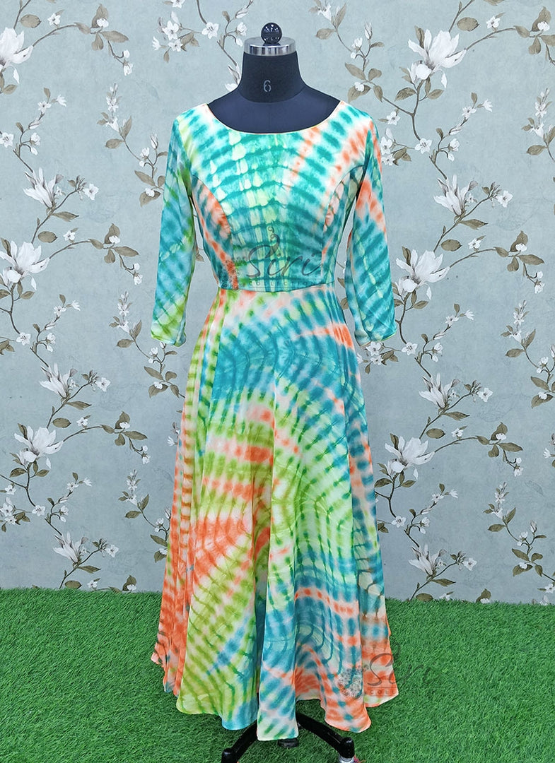 Beautiful Stitched Bandhini Anarkali Dress